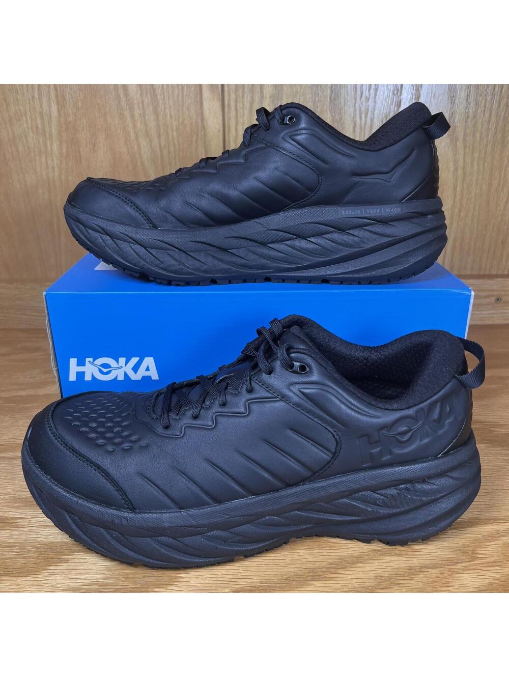 Hoka One One Men’s Black M Bondi SR Shoes Slip Resistent Thick Sole Size 12.5